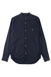 大量訂做男裝款式恤衫  黑色恤衫  企領恤衫 左前胸袋口設計 長袖  R417
